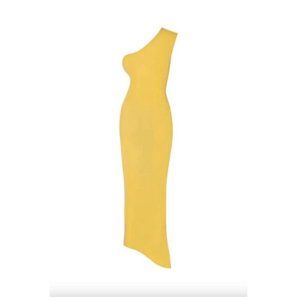 Baobab Lyn Knit One Shoulder Maxi Dress Carambolo Yellow Womens Size Medium - Picture 10 of 11